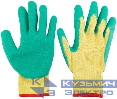 Перчатки х/б со вспененным латексным покрытием 10дюйм MOS 12475М