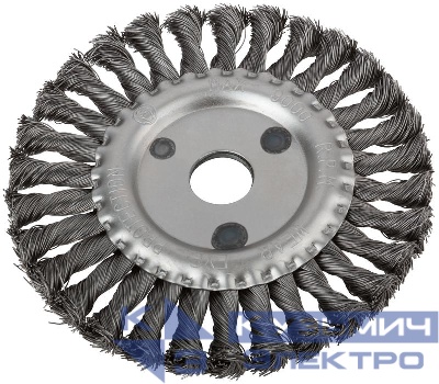 Корщетка-колесо посадочный d22.2мм стальная витая проволока 150мм FIT 39105