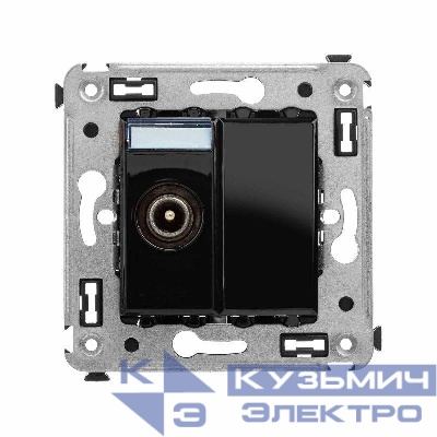 Розетка телевизионная проходная TV СП Avanti "Черный квадрат" DKC 4402513