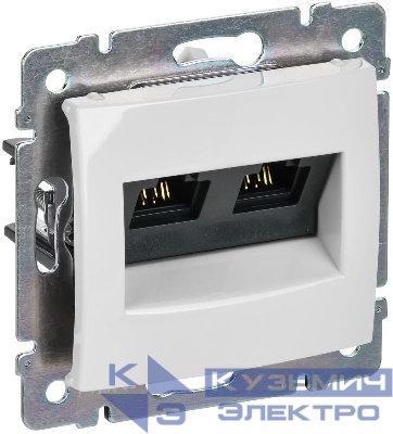 Розетка компьютерная 2-м СП Valena RJ45 кат.5E UTP на захватах механизм бел. IEK 774231