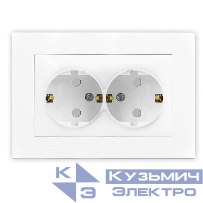 Розетка 2-м СП Афина 16А IP20 с заземл. защ. шторки в сборе бел. Universal A0050