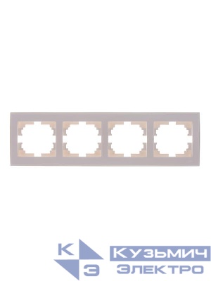 Рамка 4-м Rain горизонт. без вставки жемчуж./бел. метал. LEZARD 703-3030-149