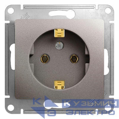 Розетка 1-м СП Glossa 16А IP20 250В с заземл. механизм платина SE GSL001243