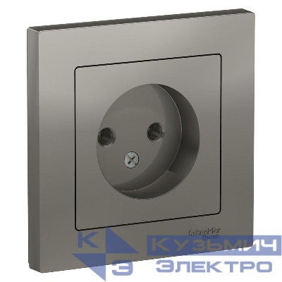 Розетка 1-м СП AtlasDesign 16А IP20 без заземл. в сборе сталь SE ATN000940