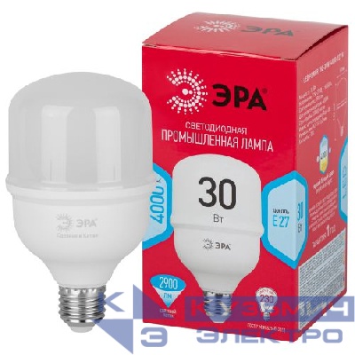 Лампа светодиодная высокомощная RED LINE LED POWER T80-30W-4000-E27 R 30Вт Т80 колокол 4000 К нейтр. бел. E27 2900лм Эра Б0063849