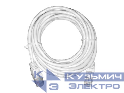 Патч-корд UTP4 cat 5e, 3,0м, ВС, LSZH, белый, литой коннектор NETKO Optima