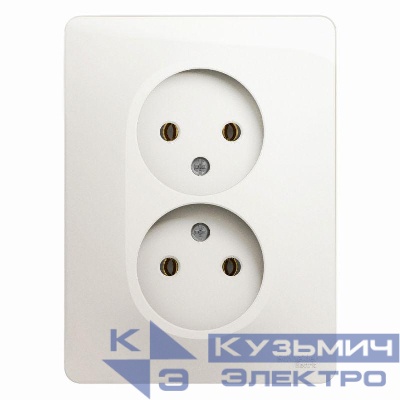 Розетка 2-м СП Glossa 16А IP20 250В без заземл. в сборе перламутр. SE GSL000620