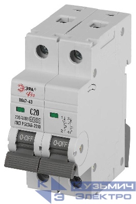 Выключатель автоматический 2п C 20А 4.5кА ВА47-63 PRO ЭРА Б0059423