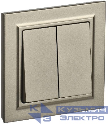 Выключатель 2-кл. СП BRITE ВСР10-2-0-БрШ 10А в сборе шампань IEK BR-V20-0-10-K37-F