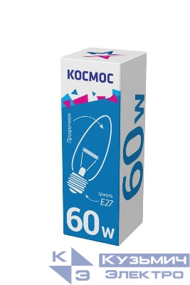 Лампа накаливания Свеча 60Вт E27 прозр. Космос LKsmSCnCL60E27v2