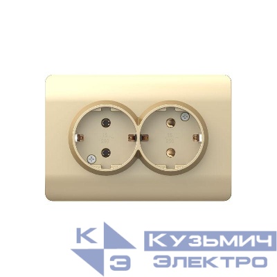 Розетка 2-м NEW3-E с заземл. защ. шторки 16А шампань CHINT 431418