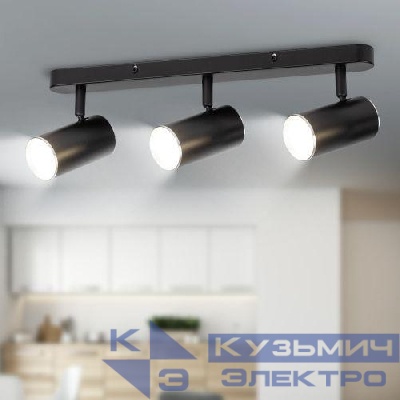 Светильник OL35-3 BK MR16 GU10 IP20 настен./потолочн. спот черн. хром Эра Б0056366