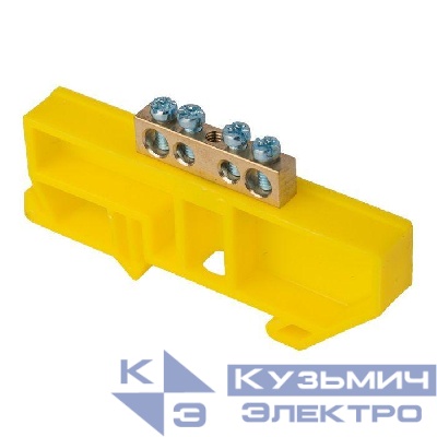 Шина нулевая N 6х9 4 отвер. латунь желт. изолятор на DIN-рейку PROxima EKF sn0-63-04-dz