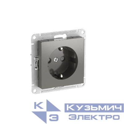 Розетка AtlasDesign 16А с заземл. защ. шторки быстрозажим. клем. механизм сталь SE ATN000945S