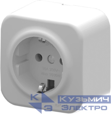 Розетка 1-м СП ARIA 16А IP20 с заземл. бел. ARVIA 25 01 1000 217