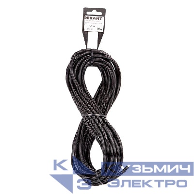 Труба автомобильная гофрированная ПП разрезная d4.7мм черн. (уп.10м) Rexant 15-0510