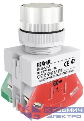 Выключатель кнопочный ABLF ВК-22 d22мм 220В бел. DEKraft 25011DEK