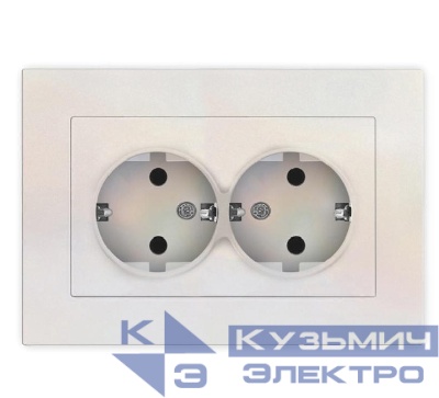 Розетка 2-м СП Афина 16А IP20 с заземл. в сборе жемчуж. Universal A0128-OBr