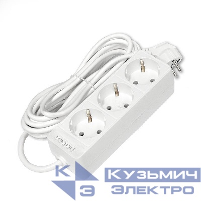 Удлинитель 3х5м с заземл. 10А IP20 2.2кВт ПВС 3х0.75 бел. DOMTOK 2376