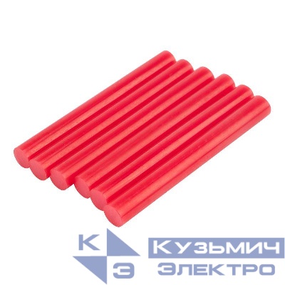 Стержень клеевой d11мм L100мм красн. (блист.6шт) Rexant 09-1229