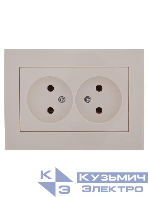 Розетка 2-м СП Rain 16А IP20 без заземл. керамика бел. LEZARD 703-0202-128
