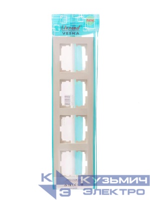 Рамка 4-местн. горизонт. VESNA кремов. LEZARD 742-0300-149