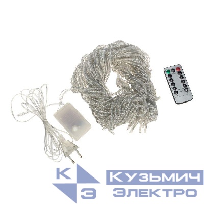 Гирлянда светодиодная "Светодиодный Дождь" 3х2м 240LED бел. 25Вт 230В IP20 эффект водопада провод прозр. Neon-Night 235-005