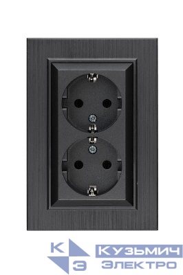 Розетка 2-я Karea LINE STAR с заземл. дым. металлик Makel 86050082