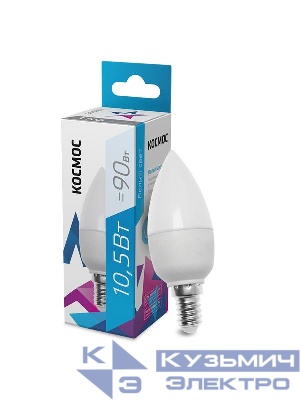Лампа светодиодная 10.5Вт свеча 4500К бел. E14 220В КОСМОС LkecLED10.5wCNE1445