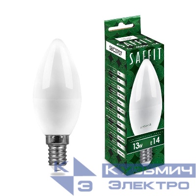 Лампа светодиодная SBC3713 13Вт C37 свеча 6400К E14 230В SAFFIT 55172