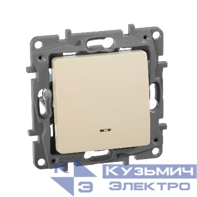 Переключатель 1-кл. СП Etika Plus 10А IP20 250В 10AX с подсветкой безвинтов. зажимы механизм сл. кость IEK 672315