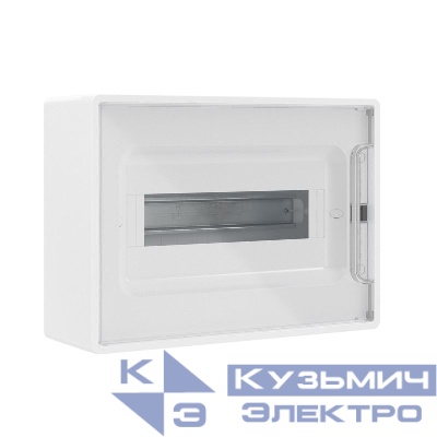 Щиток настенный 12мод. IP41 с прозр. дверцей с 2 шинами PEN на 8+6 отверст. бел. DKC F12W1WT
