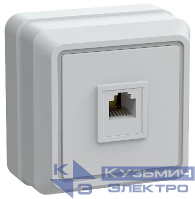 Розетка телефонная 1-м ОП Октава РТ20-ОБ IP20 бел. GENERICA ETO10-K01-DC