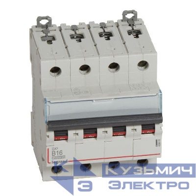 Выключатель автоматический модульный 4п B 16А 16кА DX3 10000 4мод. 400В Leg 409065