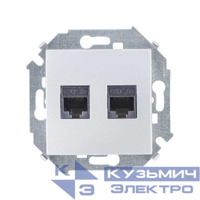 Розетка компьютерная 2-м Simon 15 RJ45 кат.5E AMP механизм алюм. Simon 1591552-033
