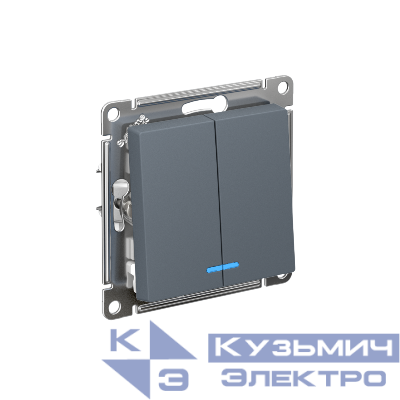 Выключатель 2-кл. AtlasDesign (сх. 5а) 10AX с подсветкой быстрозажим. клем. механизм грифель SE ATN000753S