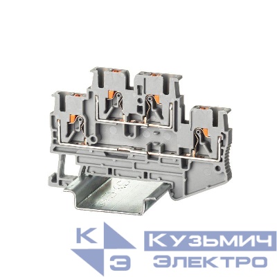 Клемма двухуровневая зажим push-in 4 точки подключения 2.5кв.мм сер. DKC VPRTT-2.5-GY
