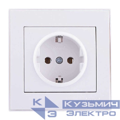 Розетка 1-м СП Rain с заземл. керамика бел. LEZARD 703-0202-122