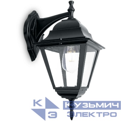Светильник 4202/PL4202 100Вт E27 230В садово-парковый на стену вниз черн. FERON 11026
