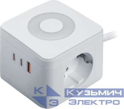 Удлинитель(куб) 2х1.4м с заземл. 2хUSB-C + USB-A+ночник IP20 16А с выкл. 95 685 NPE-USB06-02-140-ESC-3X1-PD20W бел. NAVIGATOR 95685