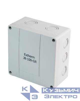 Коробка распределительная 140х140х76мм IP66 в комплекте с клеммным рядом 10х10кв.мм 76А сер. Extherm JB-100-GR