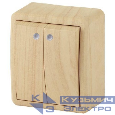 Выключатель 2-кл. ОП Эра Эксперт 10А IP20 11-1205-11 250В 10AX с подсветкой сосна Эра Б0020668
