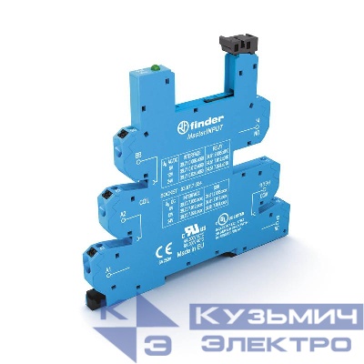 Розетка MasterINPUT с безвинт. клеммами Push-in для реле 34 серии 24В DC в комплекте пластик. клипса опции: LED FINDER 93677024