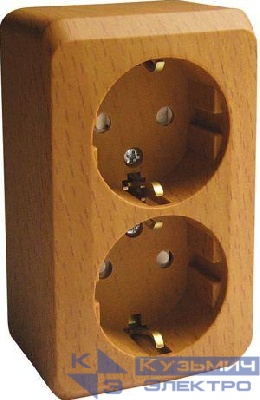 Розетка 2-м ОП Этюд Дача 16А IP20 250В с заземл. защ. шторки бук SE PA16-008T
