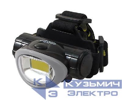 Фонарь налобный H5-L3W-gy COB 3Вт 7500К 3 режима работы: 100проц./50проц./мигающий IP44 3хAAA (не в компл.) (блист.) ФАZА 5027503