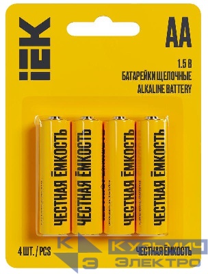 Элемент питания алкалиновый AA/LR6 Alkaline (блист.4шт) IEK ABT-LR06-OP-L04