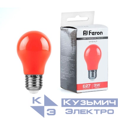 Лампа светодиодная LB-375 3Вт A50 грушевидная матовая E27 230В красн. FERON 25924