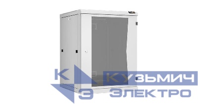 Шкаф настенный разборный 19дюйм 15U стекл. дверь Ш600хВ770хГ600мм 2 пары монтажных направляющих сер. NIKOMAX TWC-156060-R-G-GY