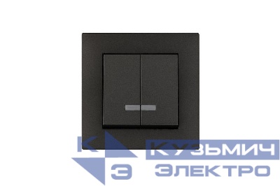 Выключатель 2-клав. с подсветкой Karea RIZZ STAR дым. металлик Makel 88050023