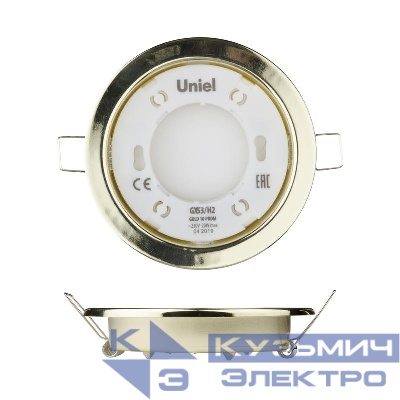 Светильник точечный GX53/H2 Gold 10 Prom ультратонкий встраив. зол. (уп.10шт) Uniel UL-00005053